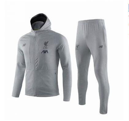 Veste d'entraînement à capuche grise Liverpool 2019-2020